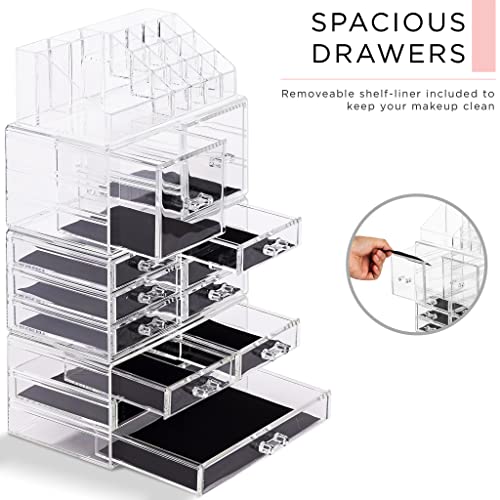 Clear Stackable 12 Drawers Makeup Organizer Q8379