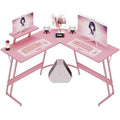 Pink 47 Inch L Shaped Computer Desk with Carbon Fiber Surface S50882