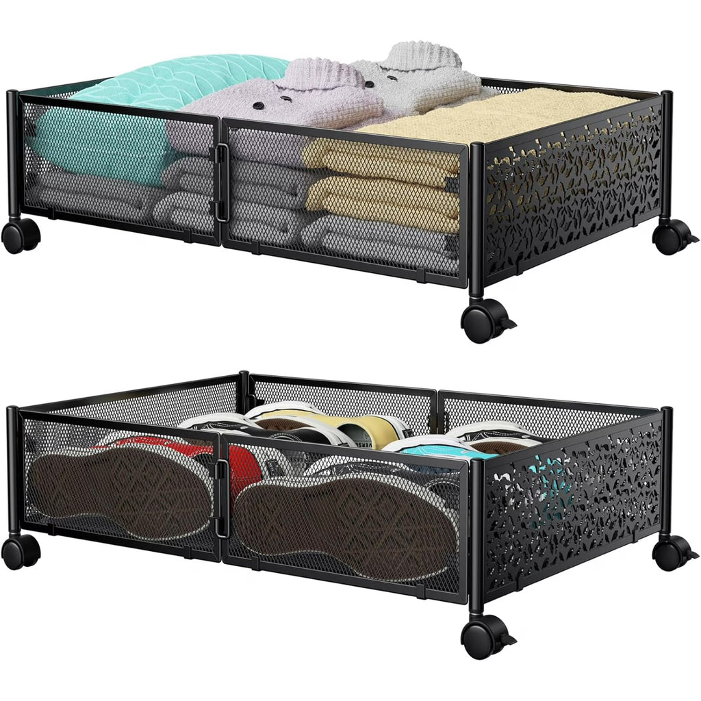 Under Bed Storage Containers with Wheels Metal Storage Containers -2PCK D8550
