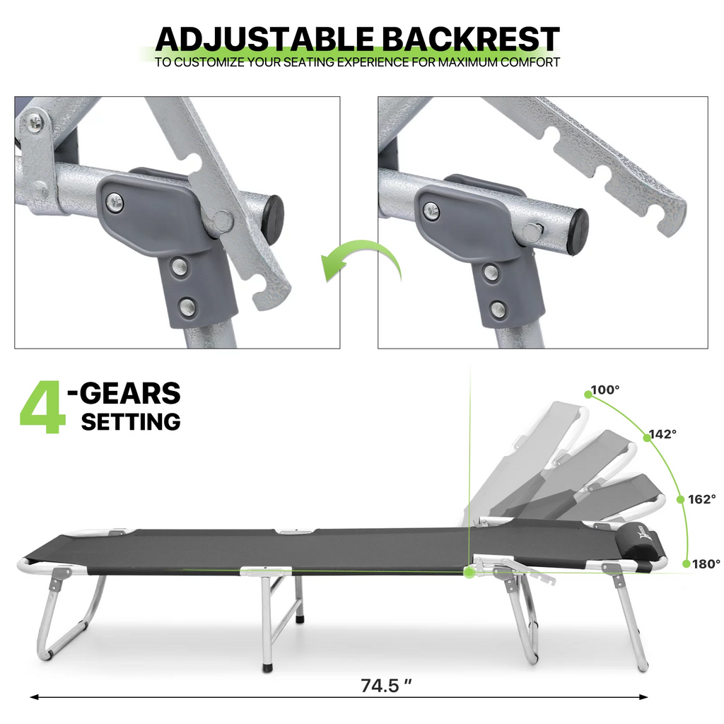 Black Portable Folding Camping Cot with Carry Bag O2111