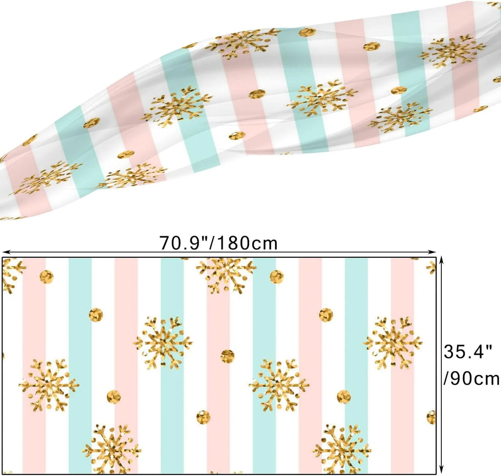 Gold Snowflake Long Silk Neck Scarf Lightweight Shawl Wrap Scarves D6223