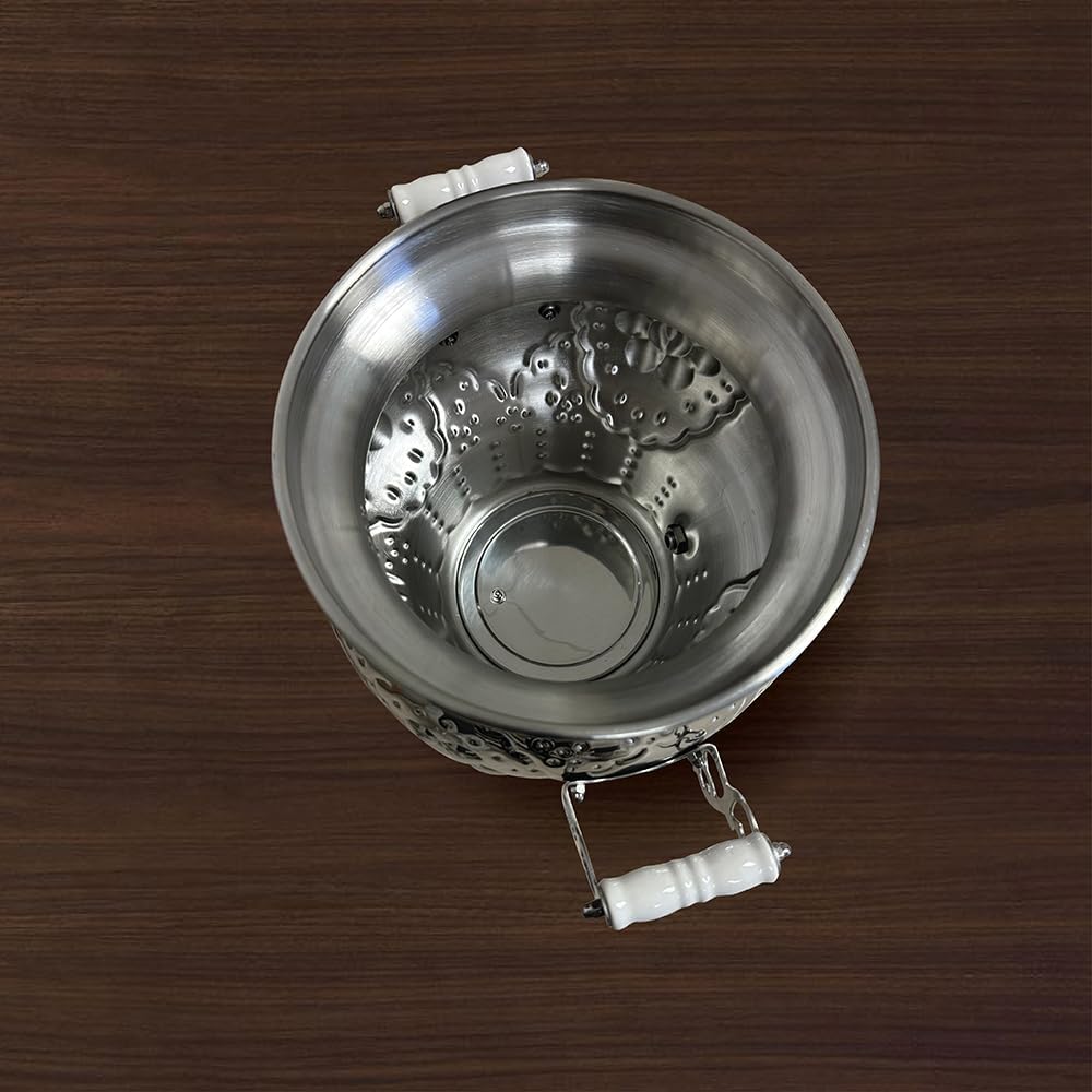 Electric Stainless Steel Samovar Tea Kettle (1 liter) Large Stainless Steel (5.0 Liters) Silver I930
