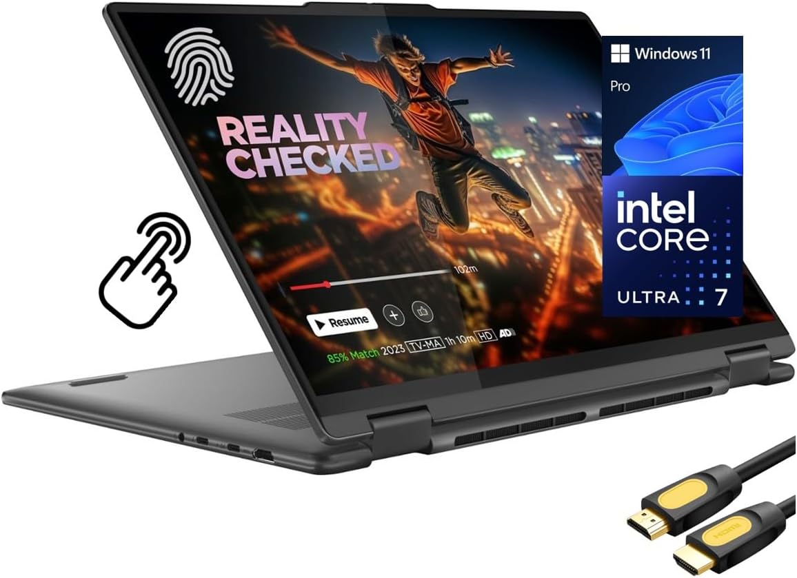 16" 2K Touchscreen 2-in-1 Laptop, Core Ultra 7 155U, 16GB DDR5, 256GB NVMe SSD, Win 11 Pro P6261