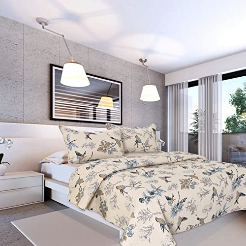 3 Piece Queen Cotton Quilt Set with Pillowcases O370933
