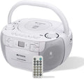 White Portable CD and Cassette Player Boombox with AM FM Radio O2169