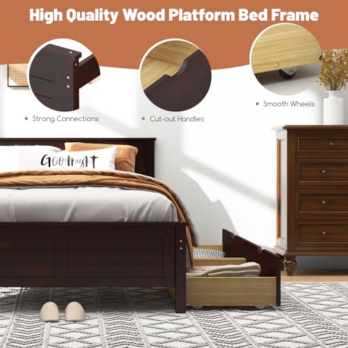 White Twin Size Bed Frame with 2 Drawers C4546