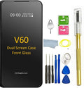 Black Front Glass Replacement with Pre-Installed Tape Parts Back Glass for LG V60 ThinQ Dual Screen H58219
