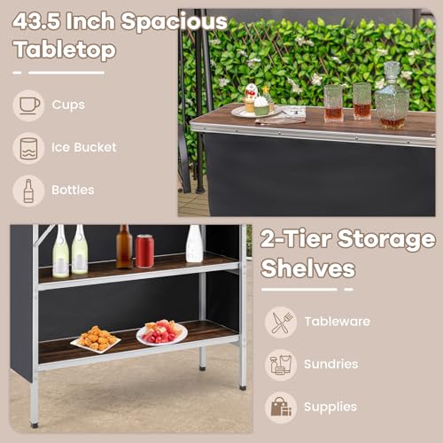 Brown Portable Bar Table with Carrying Bag B8728
