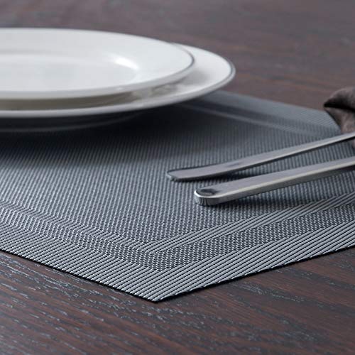 Set of 4 Grey Woven Vinyl Placemats C251992