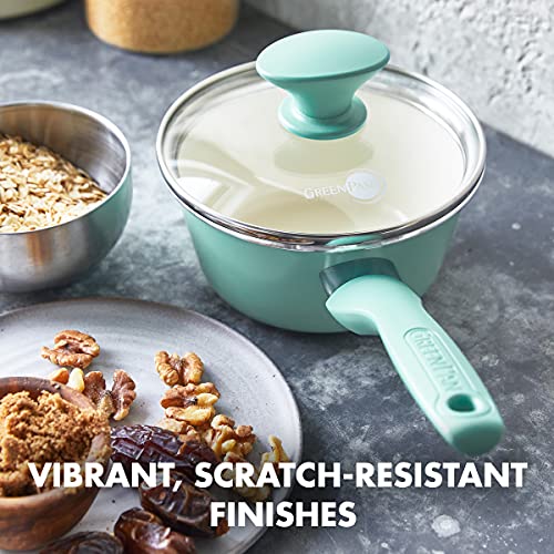 Turquoise Ceramic Nonstick 2QT Saucepan with Lid T72690