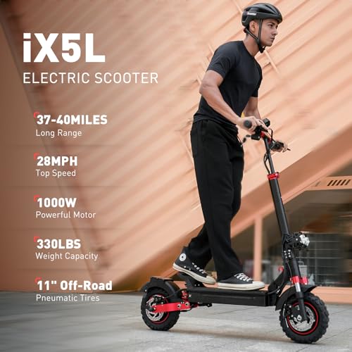 Electric Scooter with 28/38 MPH Top Speed, 40/50 Miles Range, 10/11" Offroad Pneumatic Tires, Foldable P69583