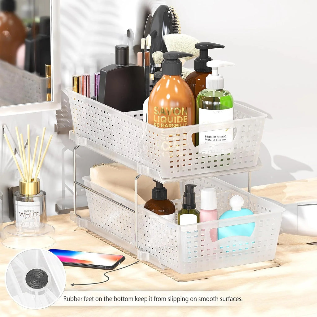 2 Tier Pull-Out Sliding Drawer Under-Sink Storage Organizer Tray S138