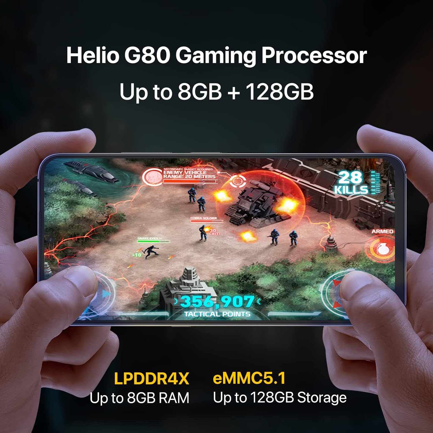 Unlocked Cell Phone, 4GB+128GB Expandable 256GB, 6.8 Inch FHD Touch Screen, 5150mAh Battery, Dual SIM 4G R6967