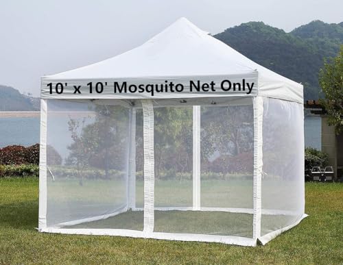 Black 4-Panel Mosquito Net for Gazebo Canopy 10' x 10' with Double Door O36275