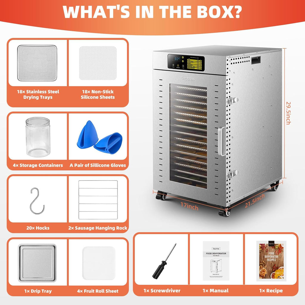 18 Trays Stainless Steel Commercial Food Dehydrator L430