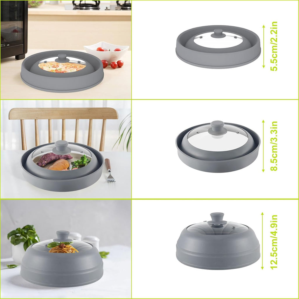 10.5 inch Microwave Plate Cover with Collapsible Silicone and Glass C12281