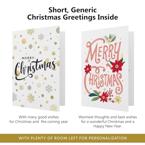 30 Unique Christmas Cards with Envelopes 4x6 and Gold Sealing Stickers Boxed Greeting Cards Set M330831