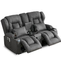 65" Manual Reclining Loveseat Sofa with Console and Cup Holders R10216