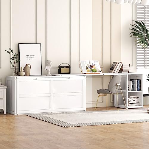 Gray Queen Wood Murphy Bed with Storage Drawer Z898988