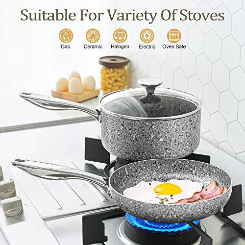 12 Inch Nonstick Stone Frying Pan with Lid U92280