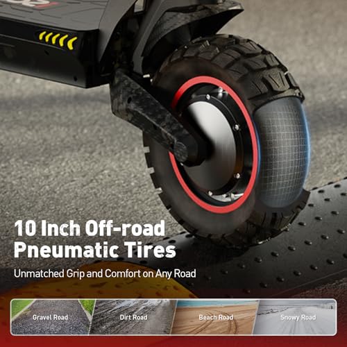 Electric Scooter with 28/38 MPH Top Speed, 40/50 Miles Range, 10/11" Offroad Pneumatic Tires, Foldable P69583