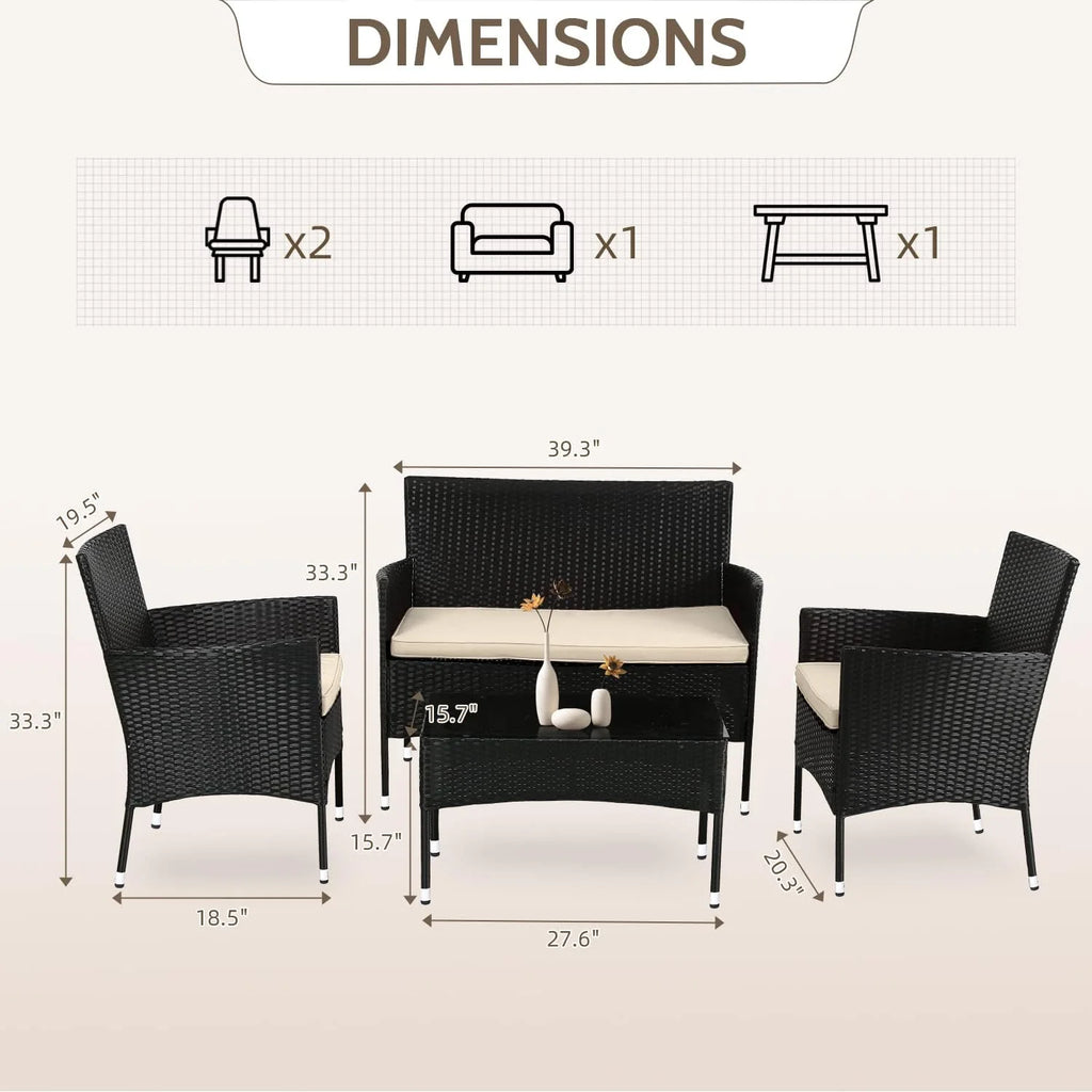 4 Piece Outdoor Rattan Wicker Sofa Set G39487