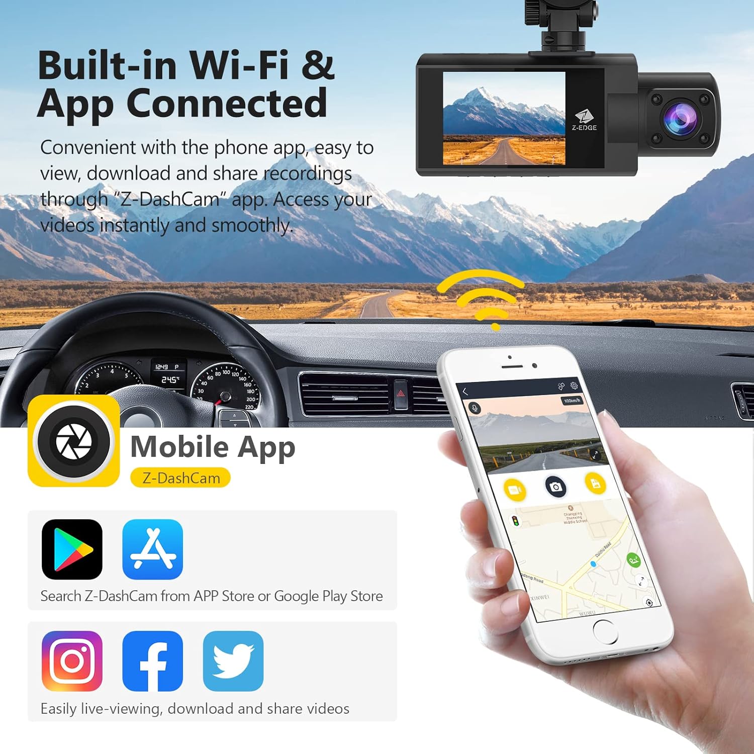 2K+1080P Dual Dash Cam with IR Night Vision W915