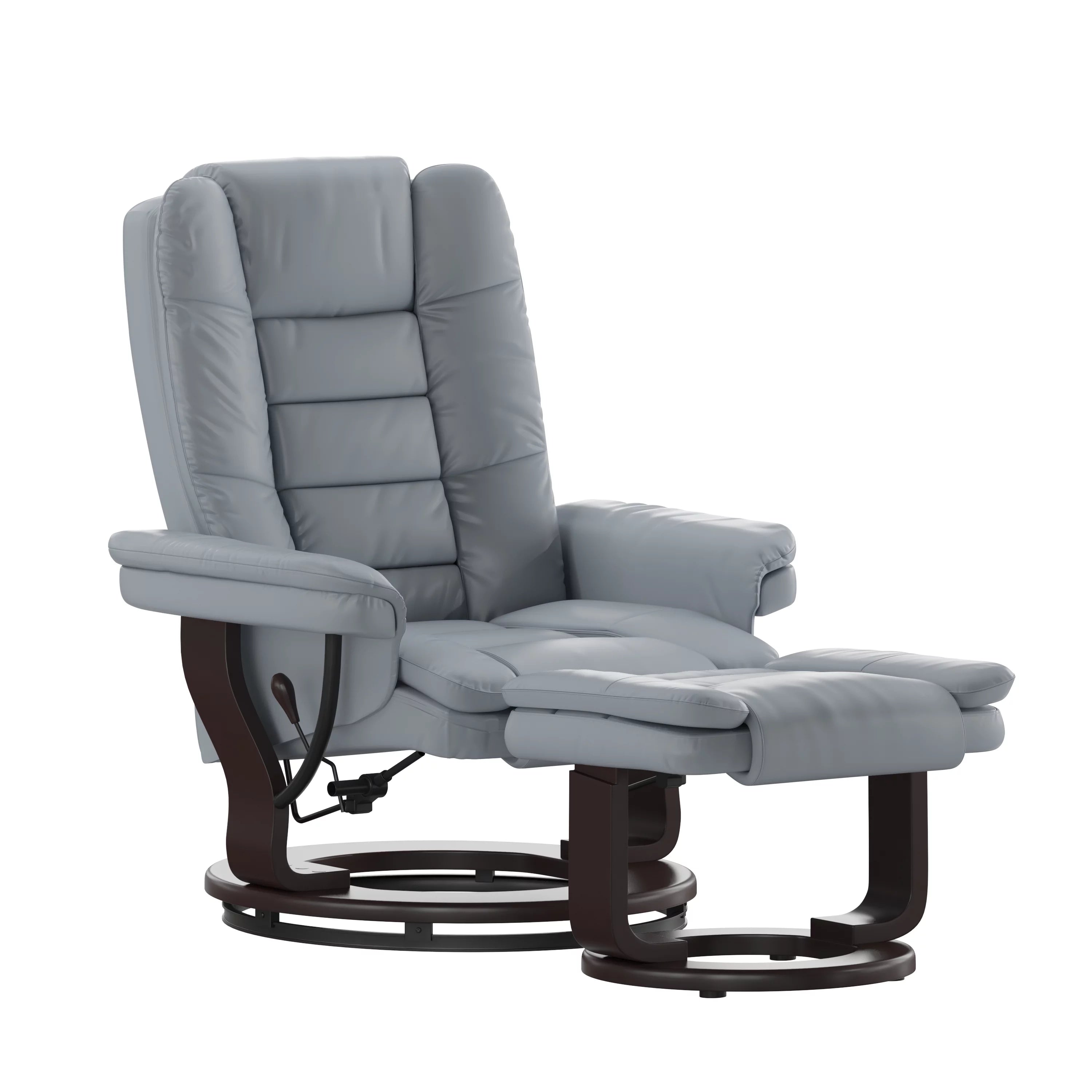 Gray Faux Leather Recliner with Ottoman M541