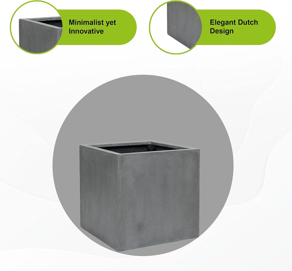Grey Square Fiberstone Planter, Extra Large, 24 Inch Tall G698703