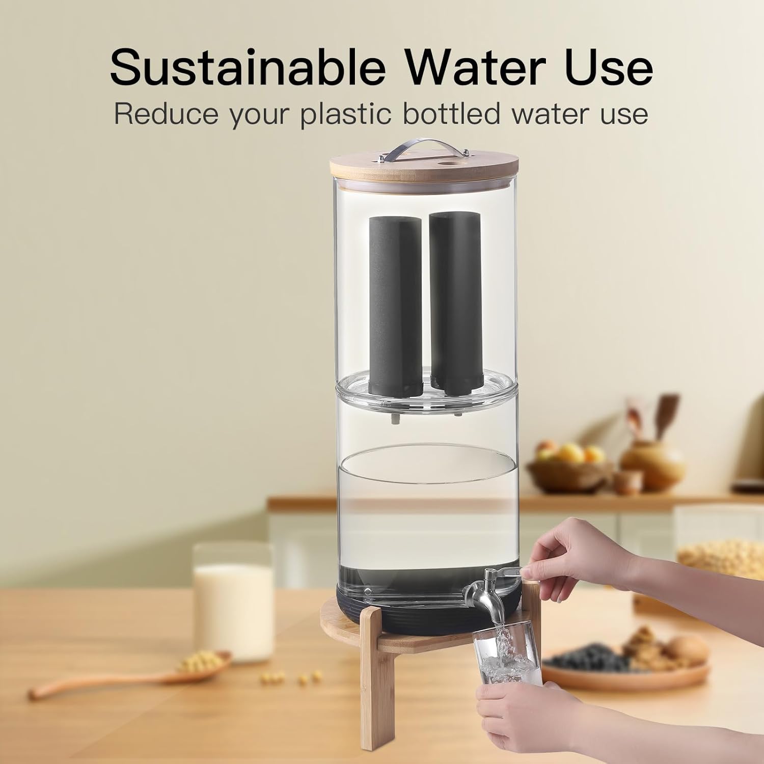 2.25 Gallon Gravity Fed Black Carbon Water Filter with 2 Stand C108723