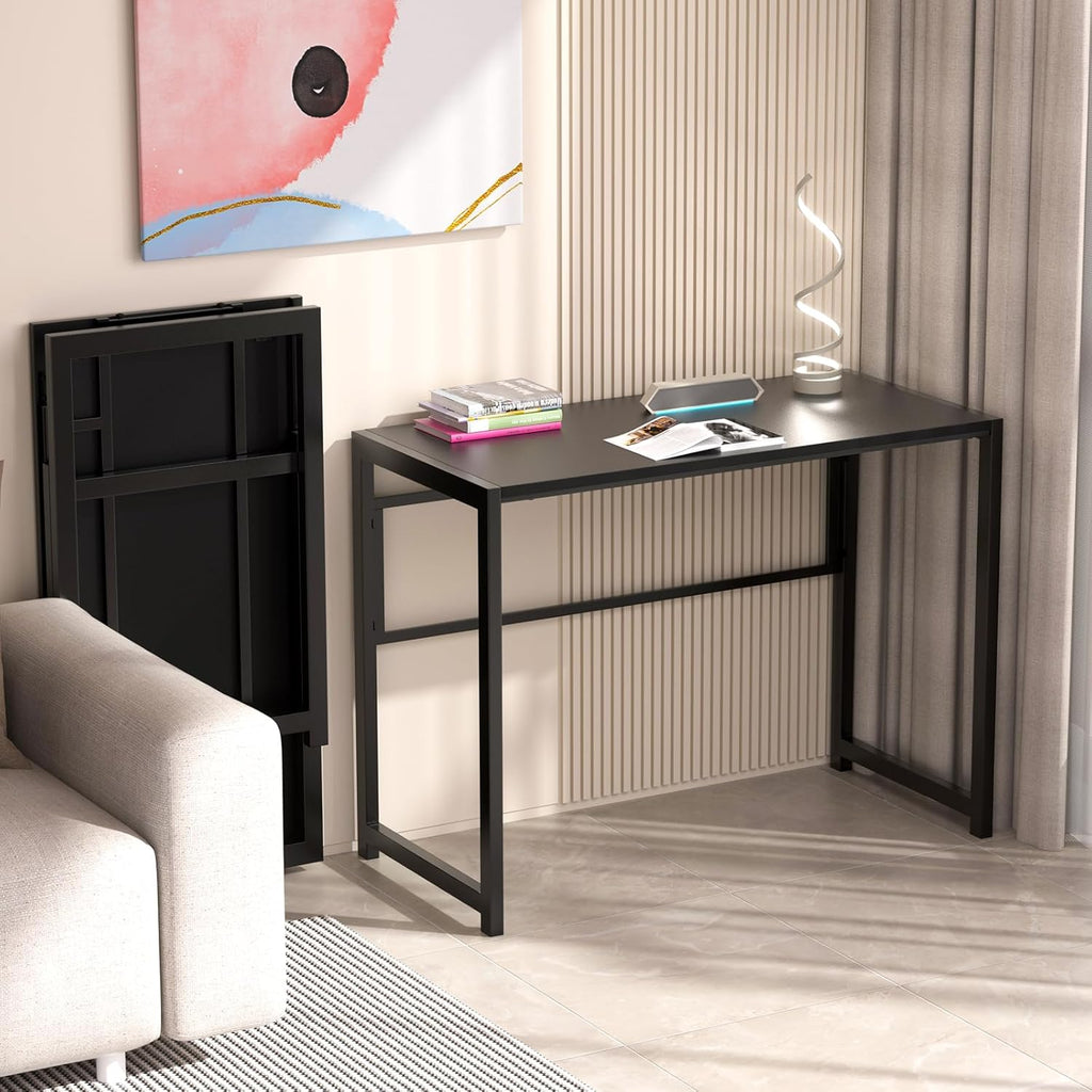 Black Folding Desk with Monitor Stand S818