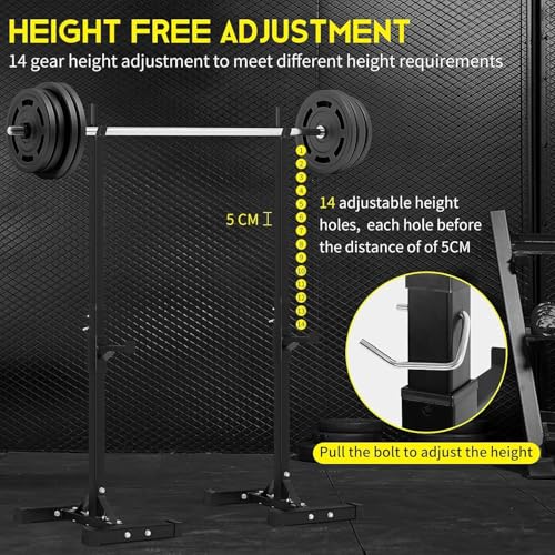 Black Adjustable Squat Rack Stand Set of 2 W9601