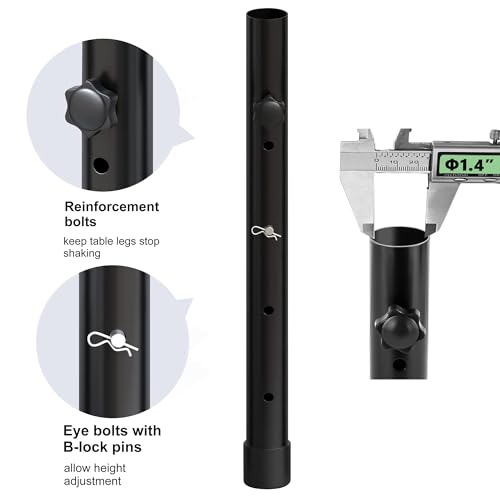4 Pack Adjustable Metal Table Leg Extenders for Folding Tables, 3.6"/5.23"(7.8in) C71298