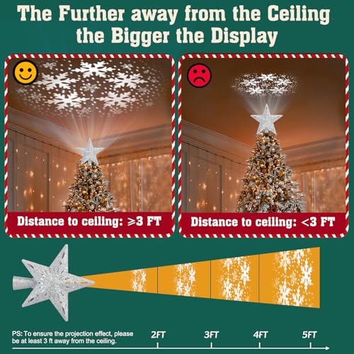 Gold Christmas Tree Topper with LED Projection I215
