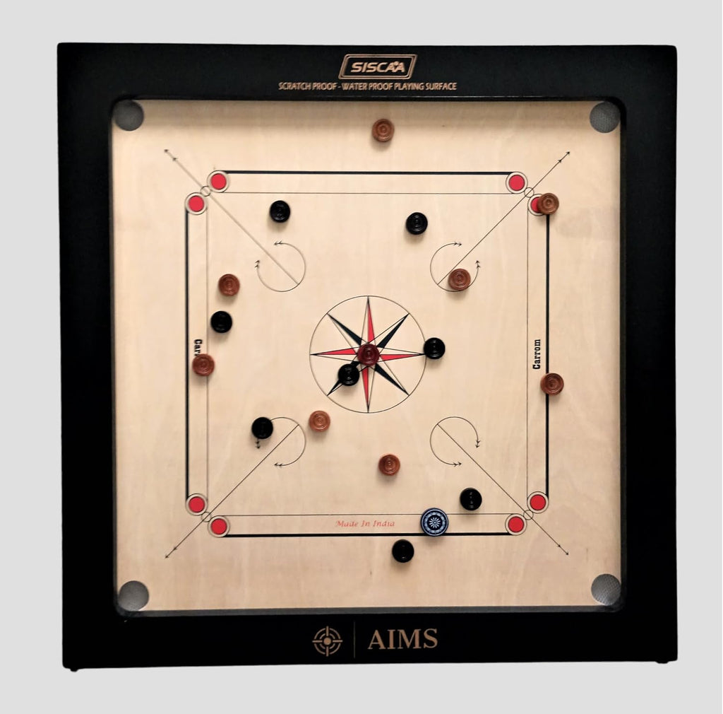 Full Size Carrom Board with Striker and Coins W9568