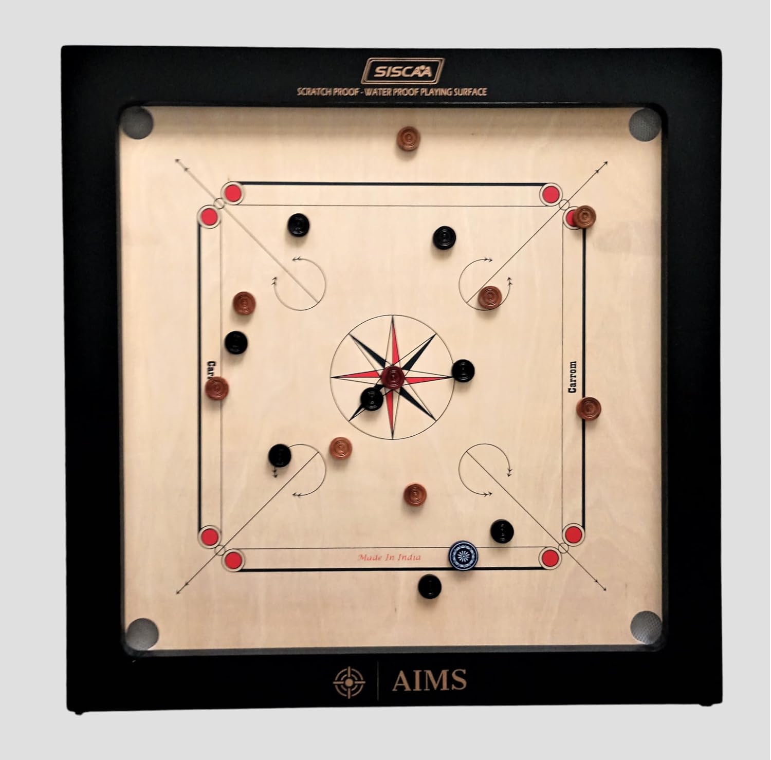 Full Size Carrom Board with Striker and Coins W9568