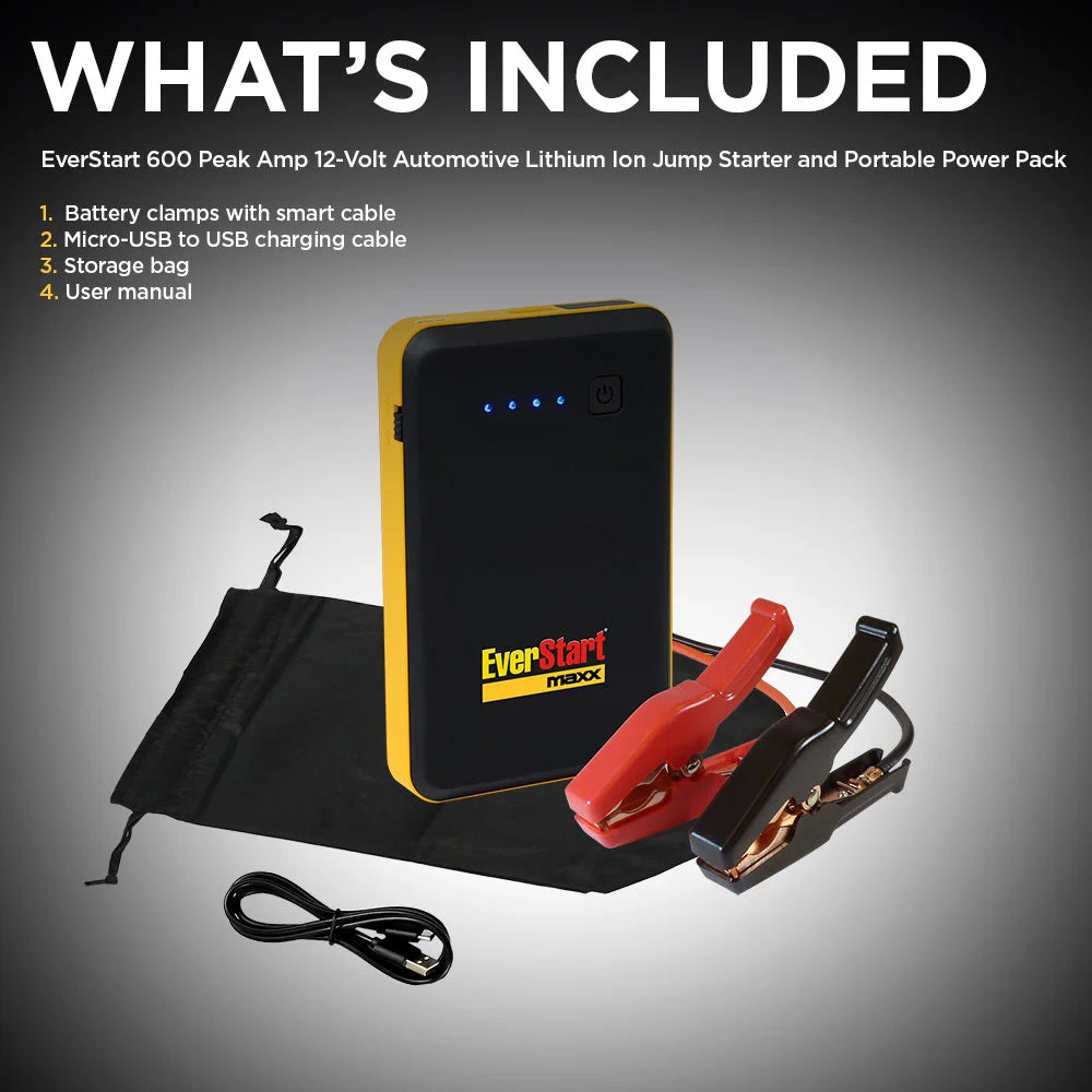 600A 12V Lithium Ion Jump Starter and Portable Power Pack Q4215