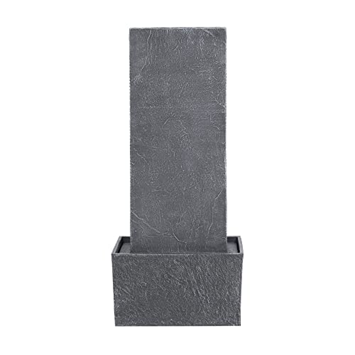 Gray Water Fountain with LED Lights and Pebble Stones, 29.25 inch Tall W272