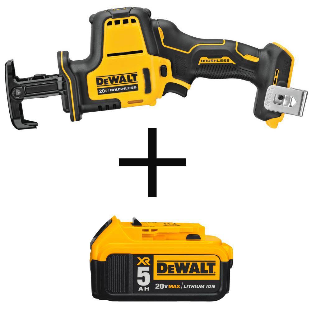 20-Volt Max Cordless Brushless Compact Reciprocating Saw with 5.0Ah Battery D3345
