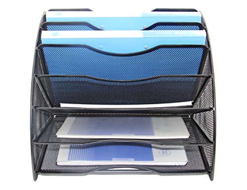 Black Mesh 6 Slots Desktop File Organizer E92642