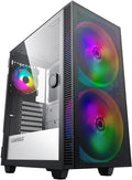 Black Mid-Tower ATX ARGB PC Gaming Case with Tempered Glass Side Panel U8869