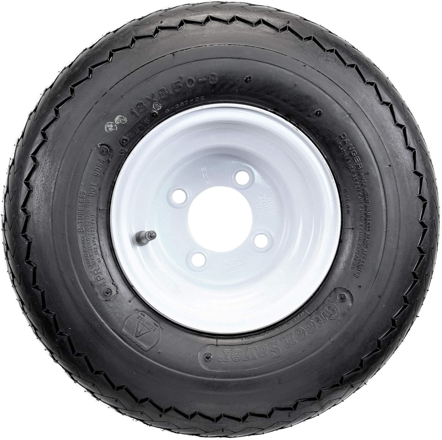 18 X 8.5 X 8 White 4 Lug Hole Golf Cart Tires & Rims O75691