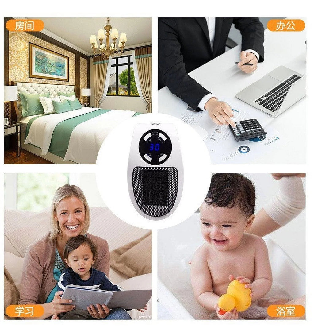 500W Mini Plug-in Wall Heater With Digital Timer F54030