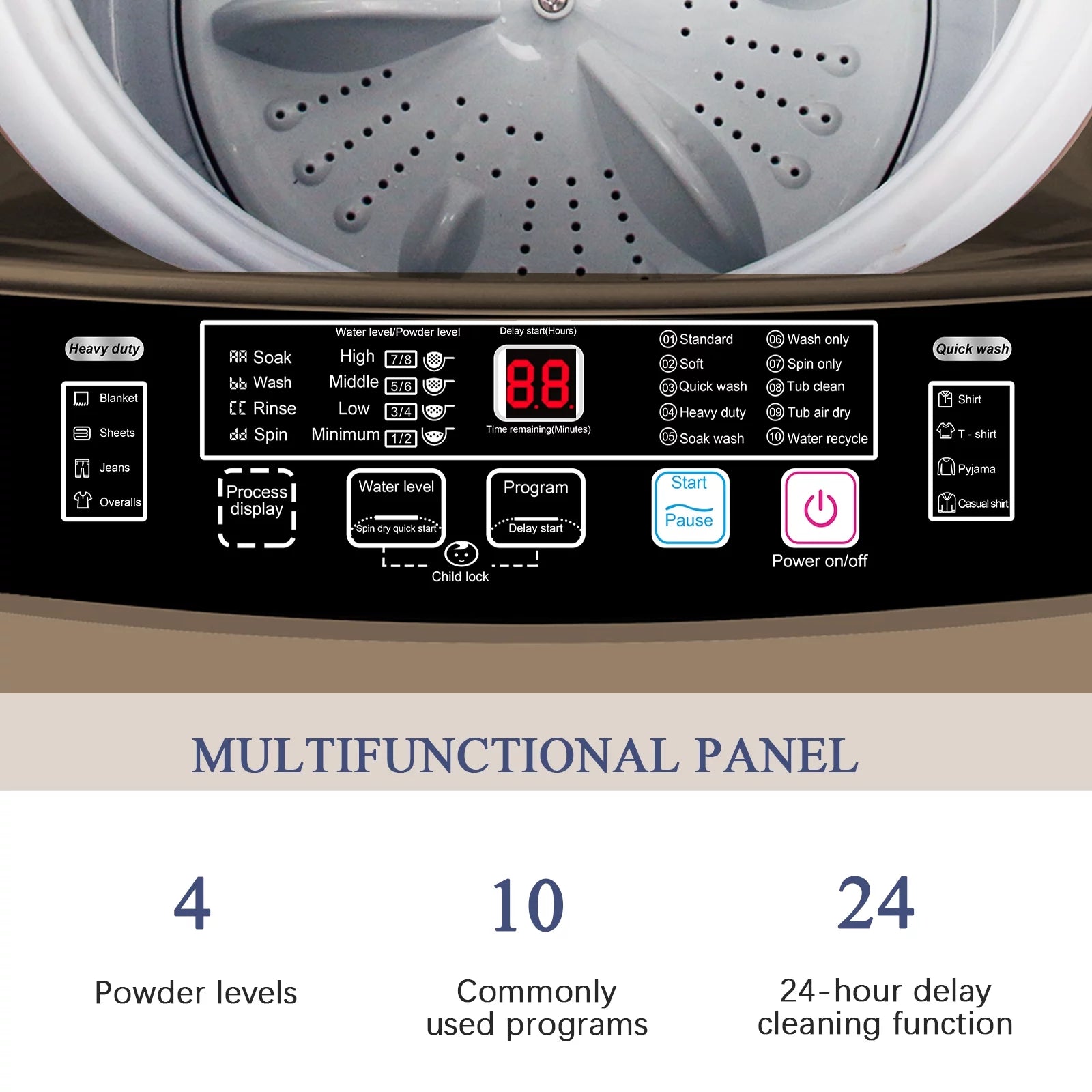 17.7 lbs Full Automatic Top Load Mini Washer Y96569