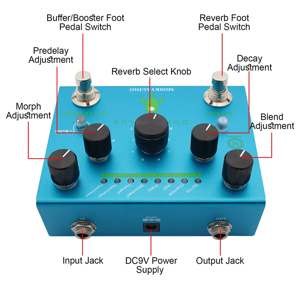 COSMIC BLUE Digital Reverb Guitar Pedal P155
