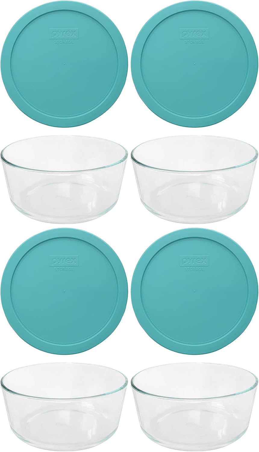 7-Cup Glass Bowl with 4 Sea Glass Lids V193354