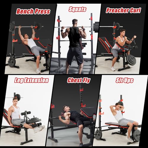 8 in 1 Olympic Weight Bench Set with Barbell Rack O614