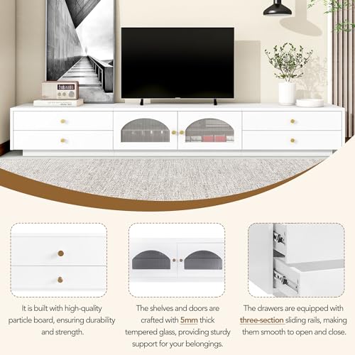 Black TV Stand with Open Storage Shelf and Drawers X5043