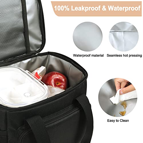Insulated Leak-Proof Large Black Lunch Bag V3414