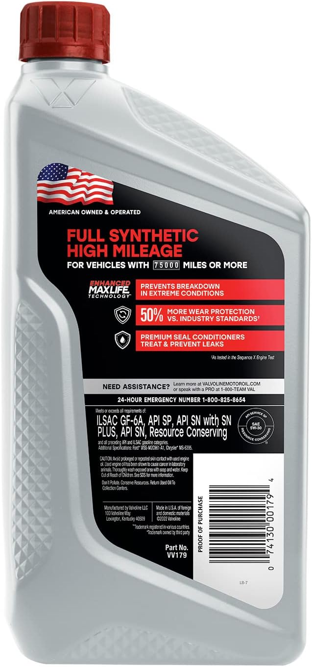 Full Synthetic SAE 5W-30 Motor Oil 1 QT (Pack of 2) E883527